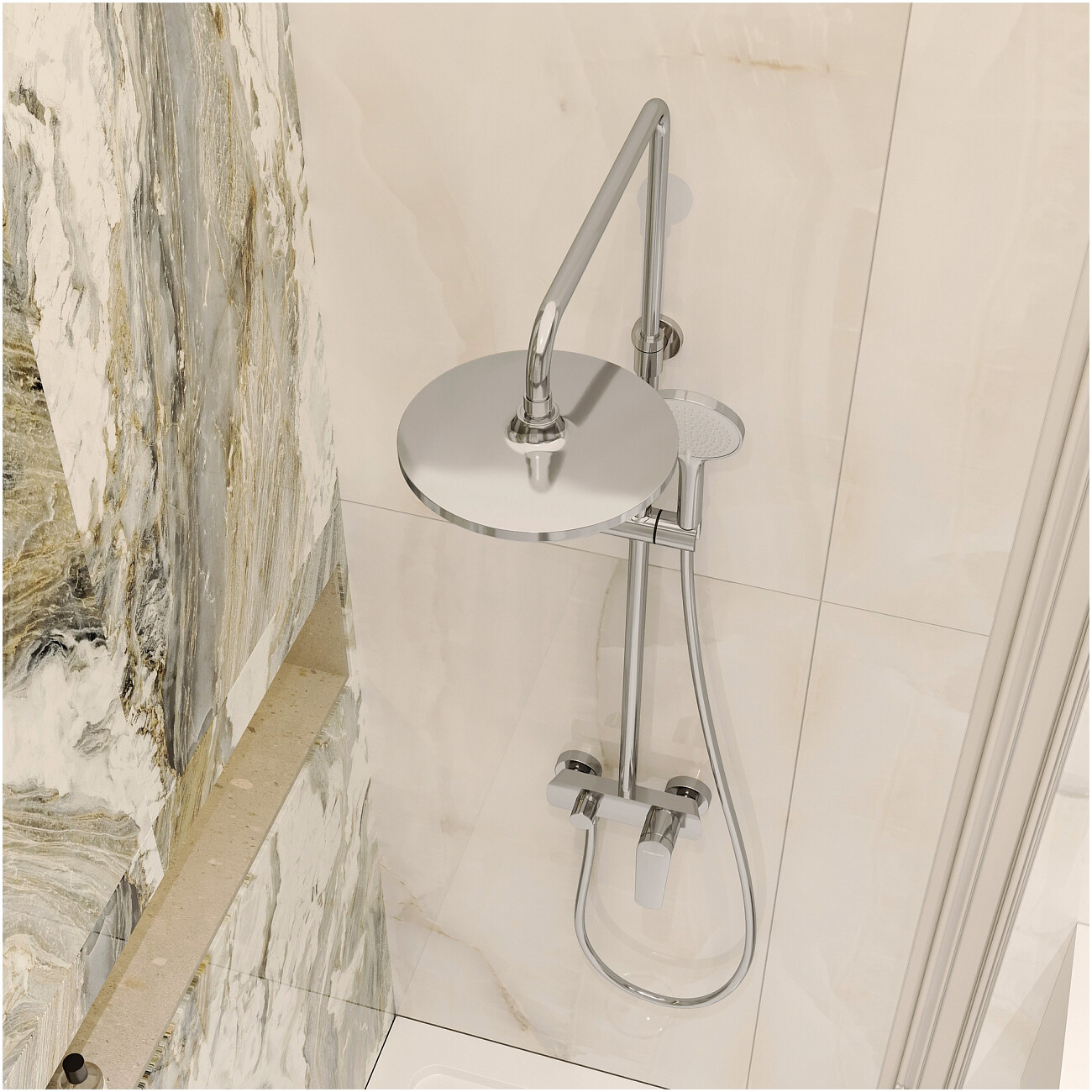 Душевая стойка с верхним душем хром Stworki "Вирклунд" S05170CR - изображение 9