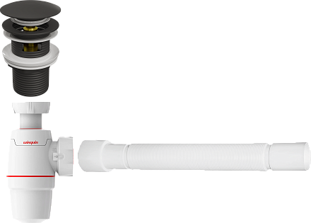 Сифон для раковины с донным клапаном белый Stworki Wirquin Neo 30987068, KR-05b, 30718006