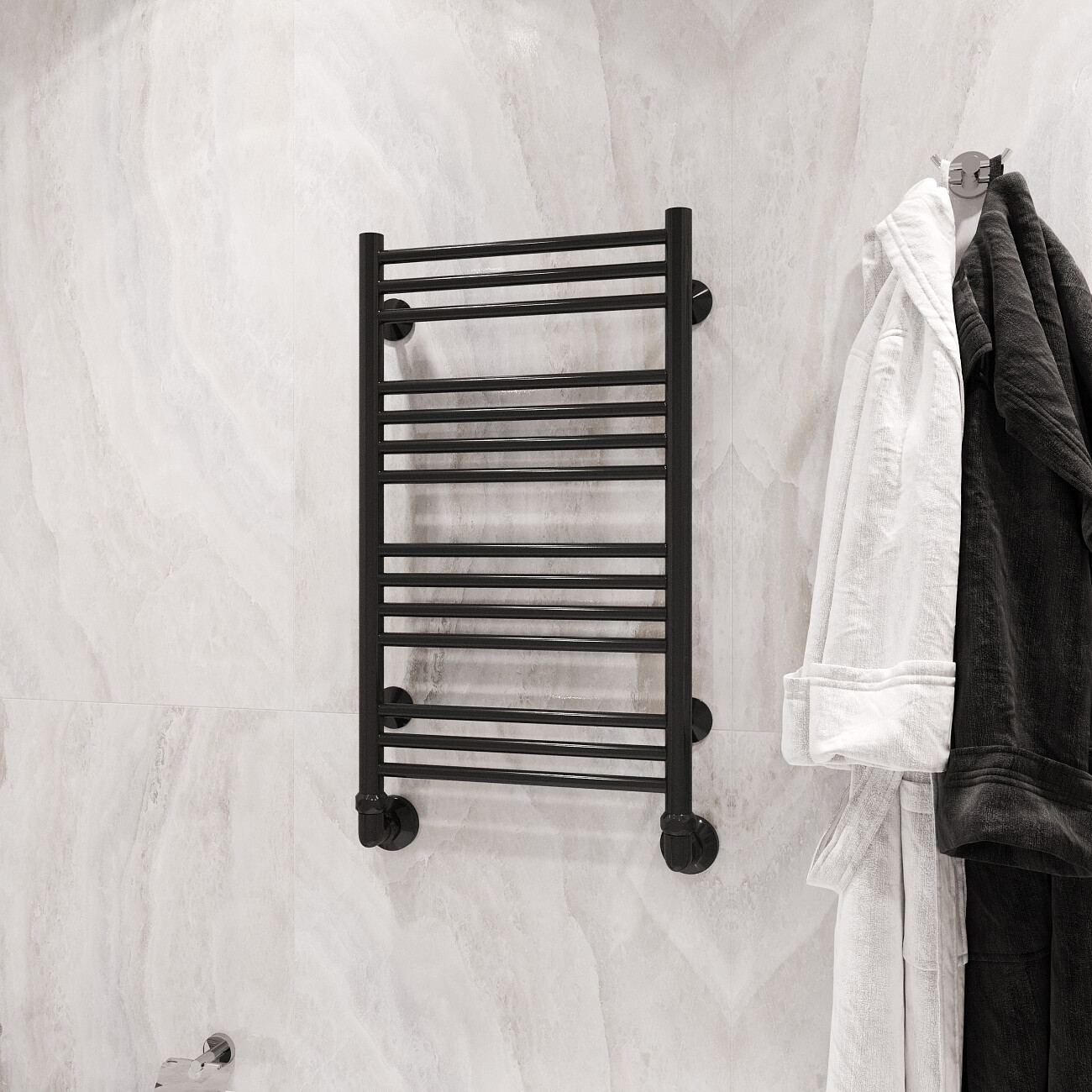 Полотенцесушитель водяной 40х80 см черный Ewrika "Гелла" АВ14 4670078537485 - изображение 3