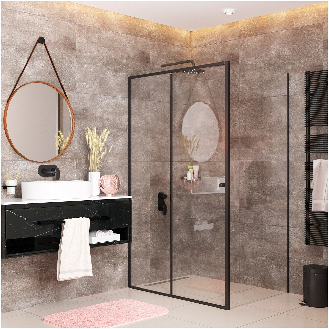 Душевой уголок прямоугольный 120х90 см черный Wasserkraft Dill 61S07 - изображение 3