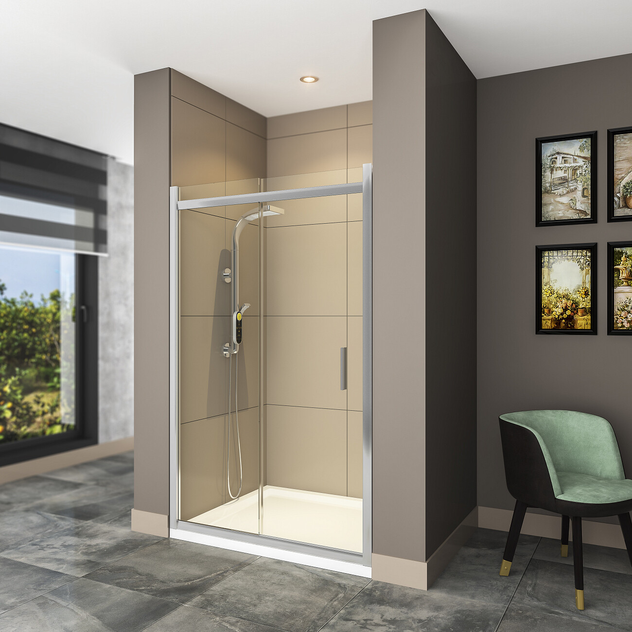 Душевая дверь в нишу раздвижная стеклянная 120 см хром Artemis Agave 110 6.915.000.0110.120.10.88 - изображение 4