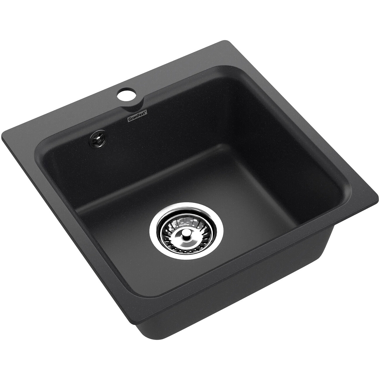 Мойка кухонная из искусственного мрамора квадратная 43 см черная Granfest Smart 430 - изображение 2