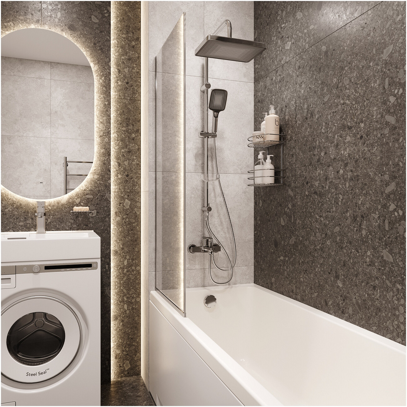 Душевая стойка с верхним душем хром Stworki "Берген" S21180CR - изображение 7