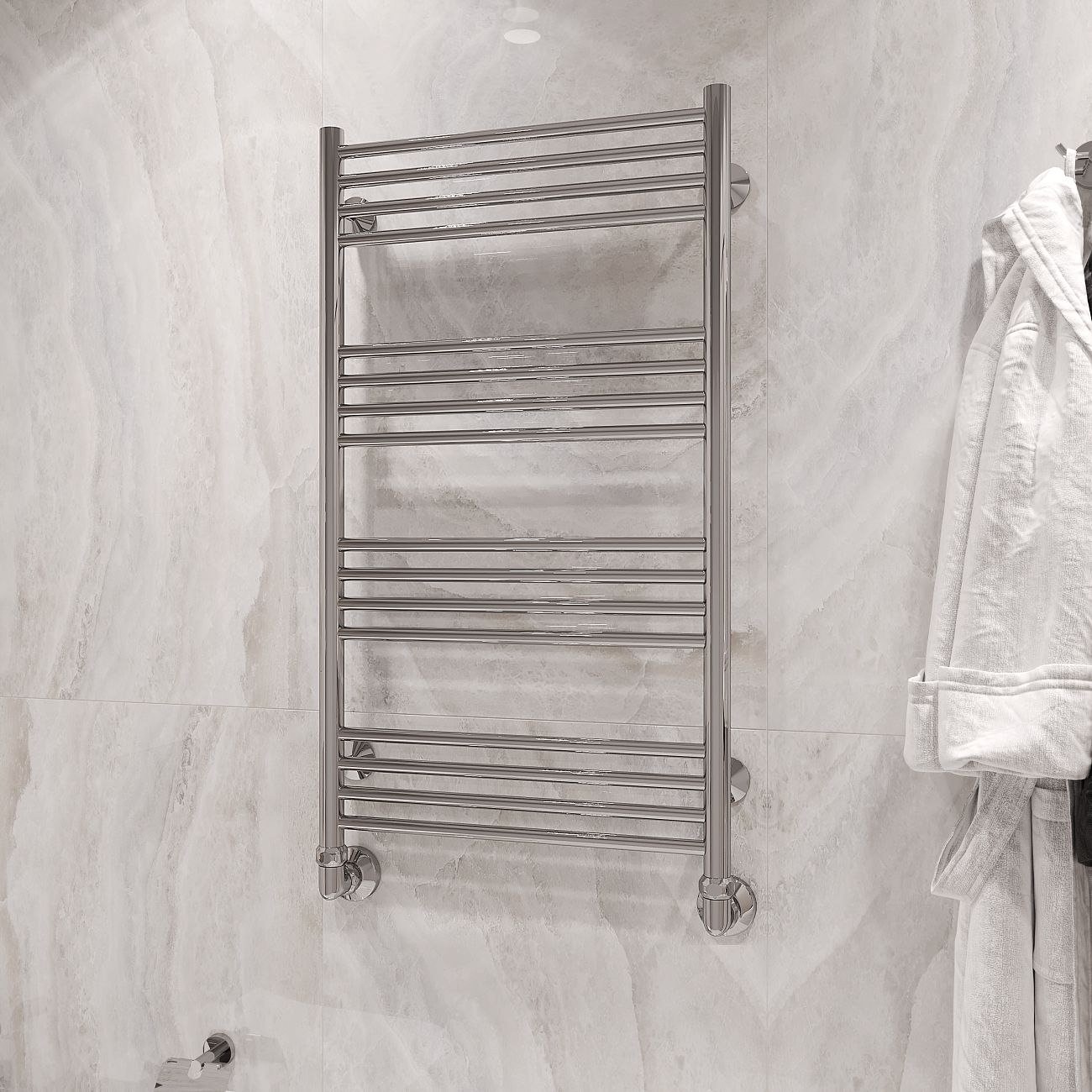 Полотенцесушитель водяной 50х100 см хром Ewrika "Гелла" АВ16 4670078537492 - изображение 3