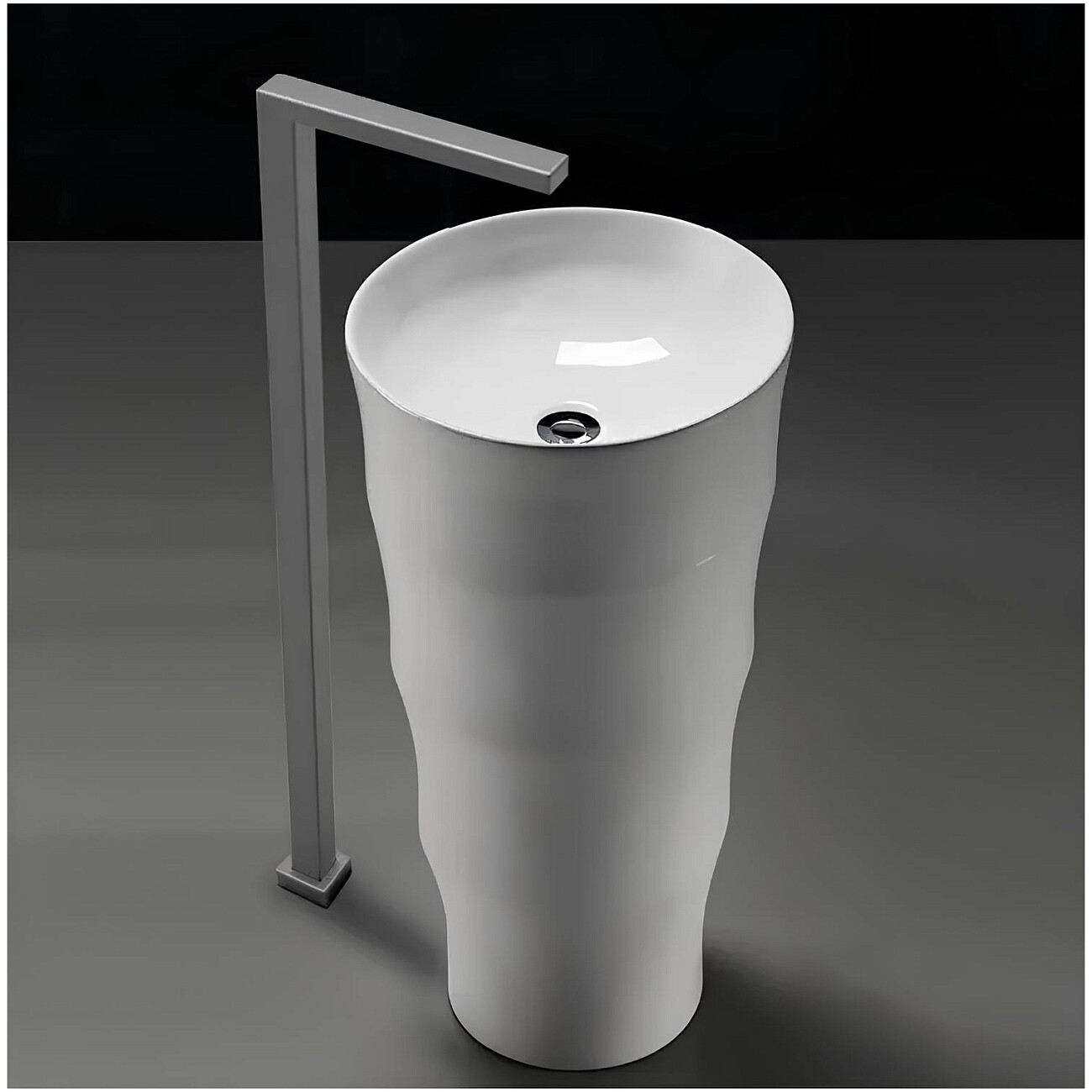 Раковина напольная фарфоровая круглая 83х42 см белая Cerutti SPA Alessia CT7834 - изображение 5