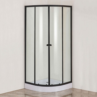 Душевой уголок четверть круга с низким поддоном 90х90 см черный Diwo &quot;Смоленск&quot;