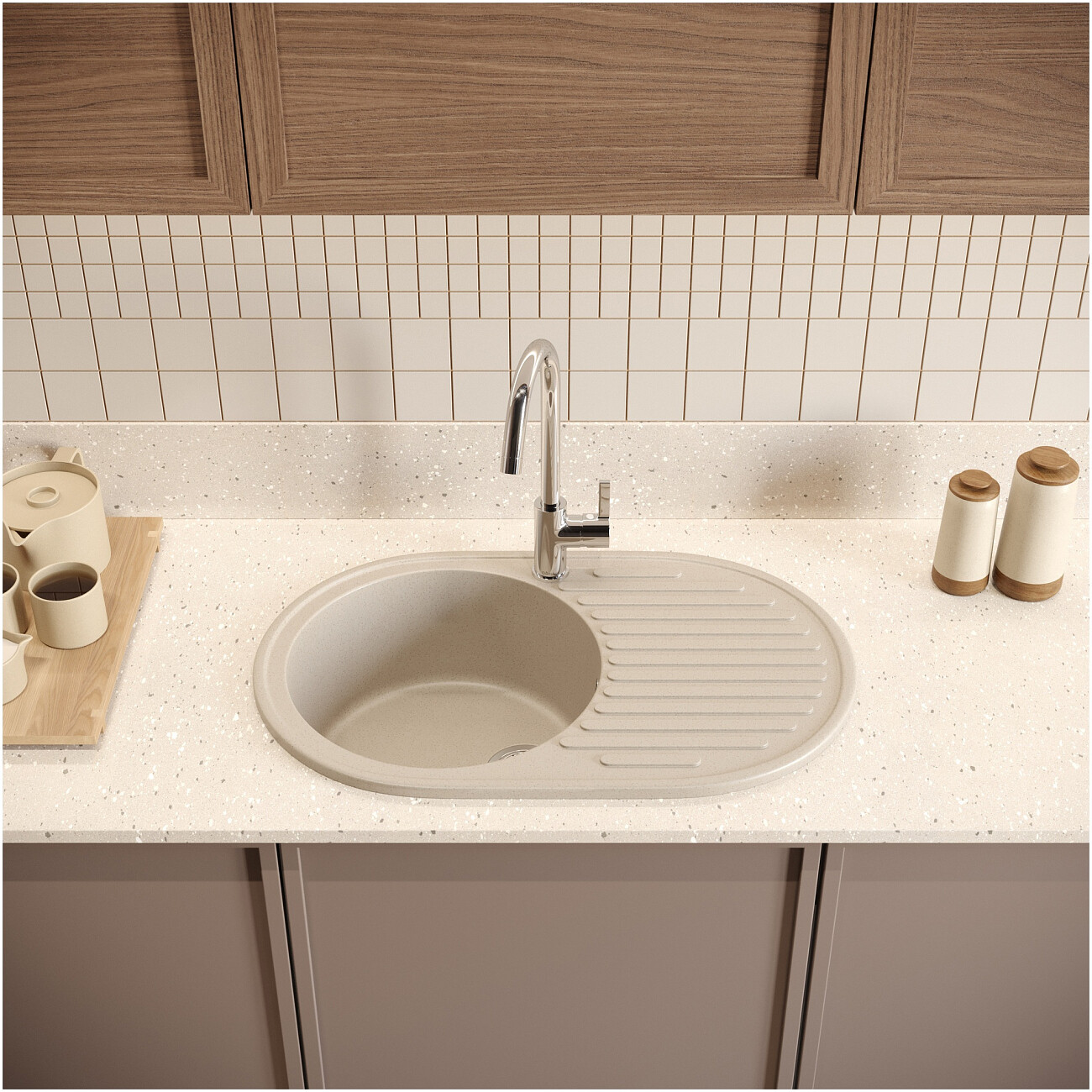 Мойка кухонная бежевая Domaci "Болонья" М-11-003 - изображение 7