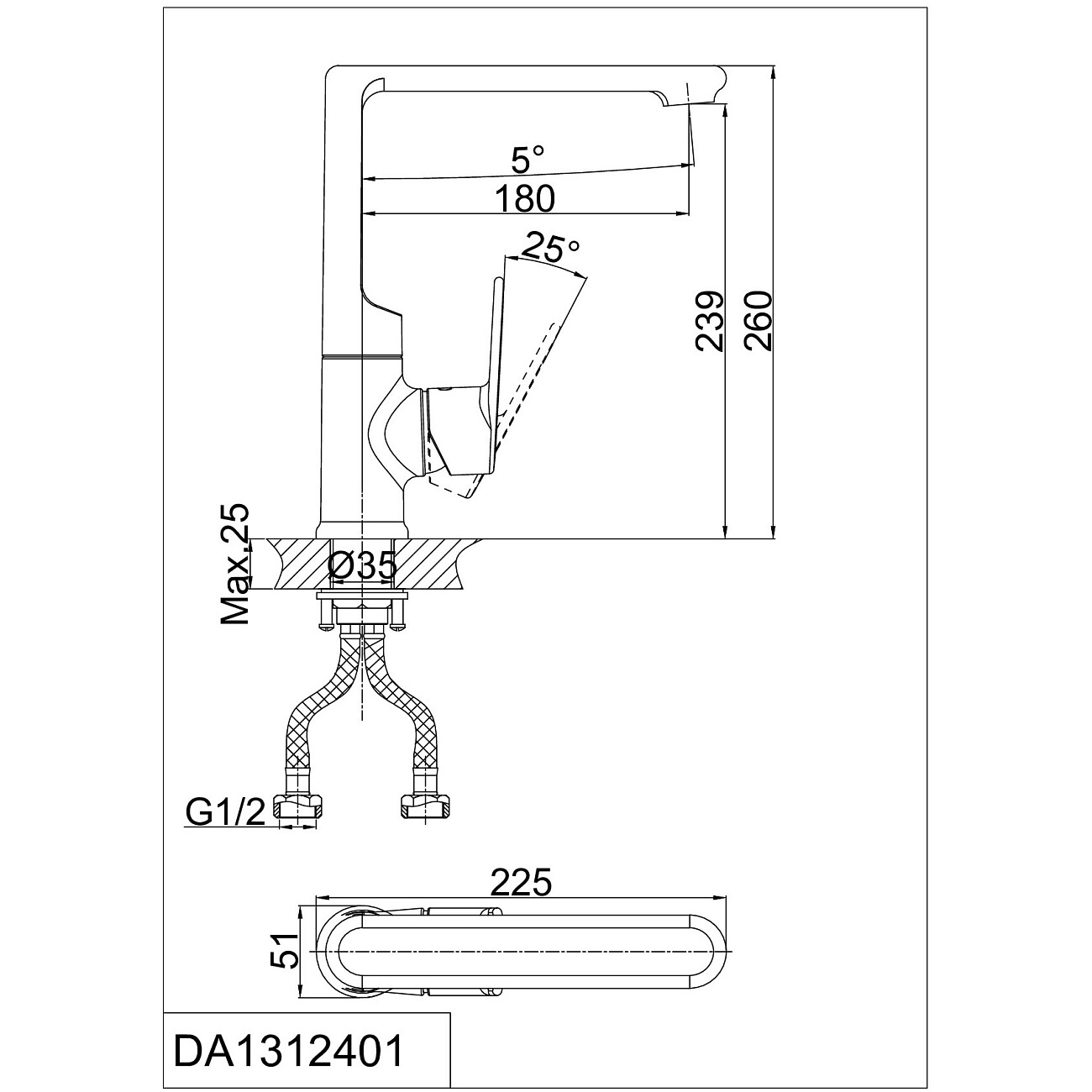 Смеситель для кухни латунный хром D&K Rhein Speyer DA1312401 - изображение 2
