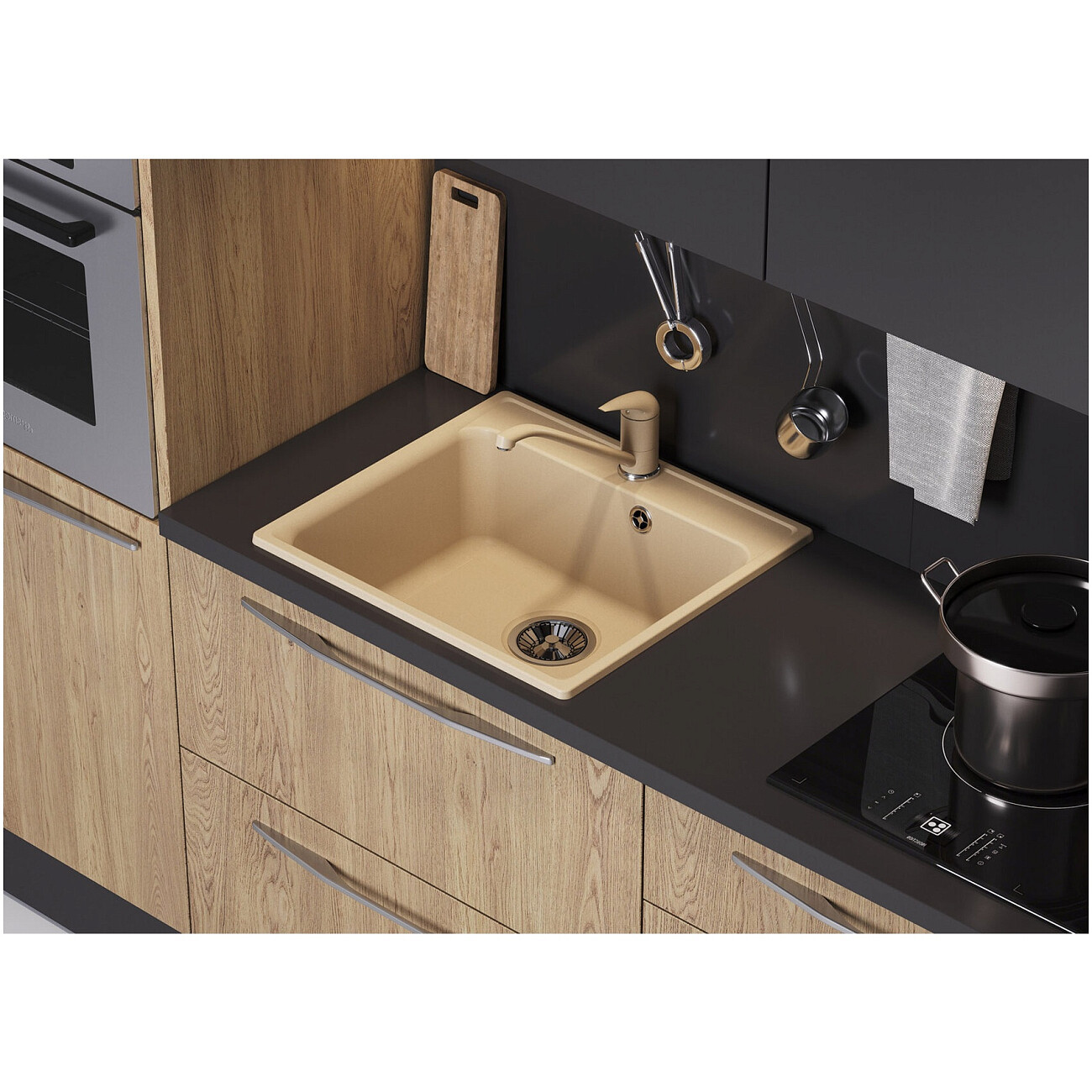 Мойка кухонная кварцевая прямоугольная дым Polygran Bond-530 688254 - изображение 2