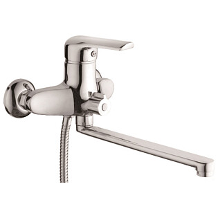 Смеситель для ванны с душевой лейкой и длинным изливом хром D-Lin D146406