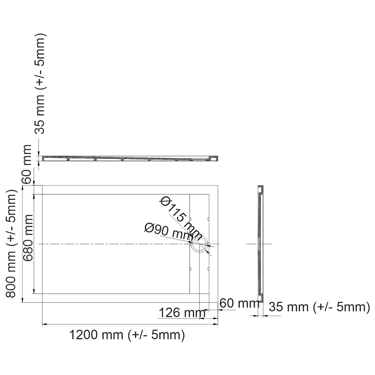 Душевой поддон из искусственного камня прямоугольный 80х120 см белый Wasserkraft Mindel 85T06 - изображение 3
