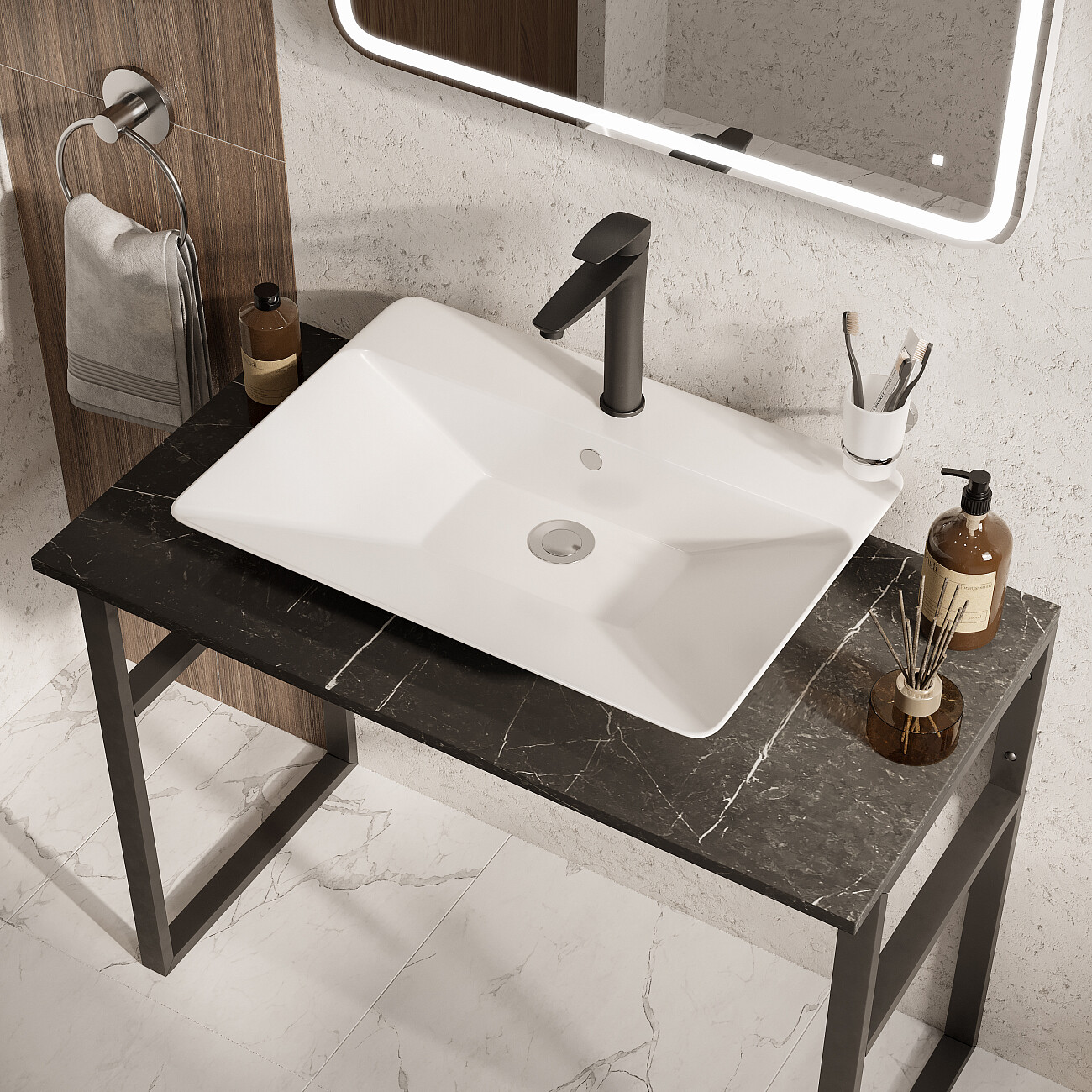 Раковина накладная керамическая прямоугольная 46х65 см белая Stworki 3066-KL - изображение 7