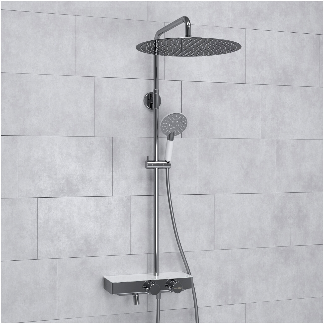 Душевой комплект с верхним душем и лейкой хром Wasserkraft A113.117.058.CH Thermo - изображение 2