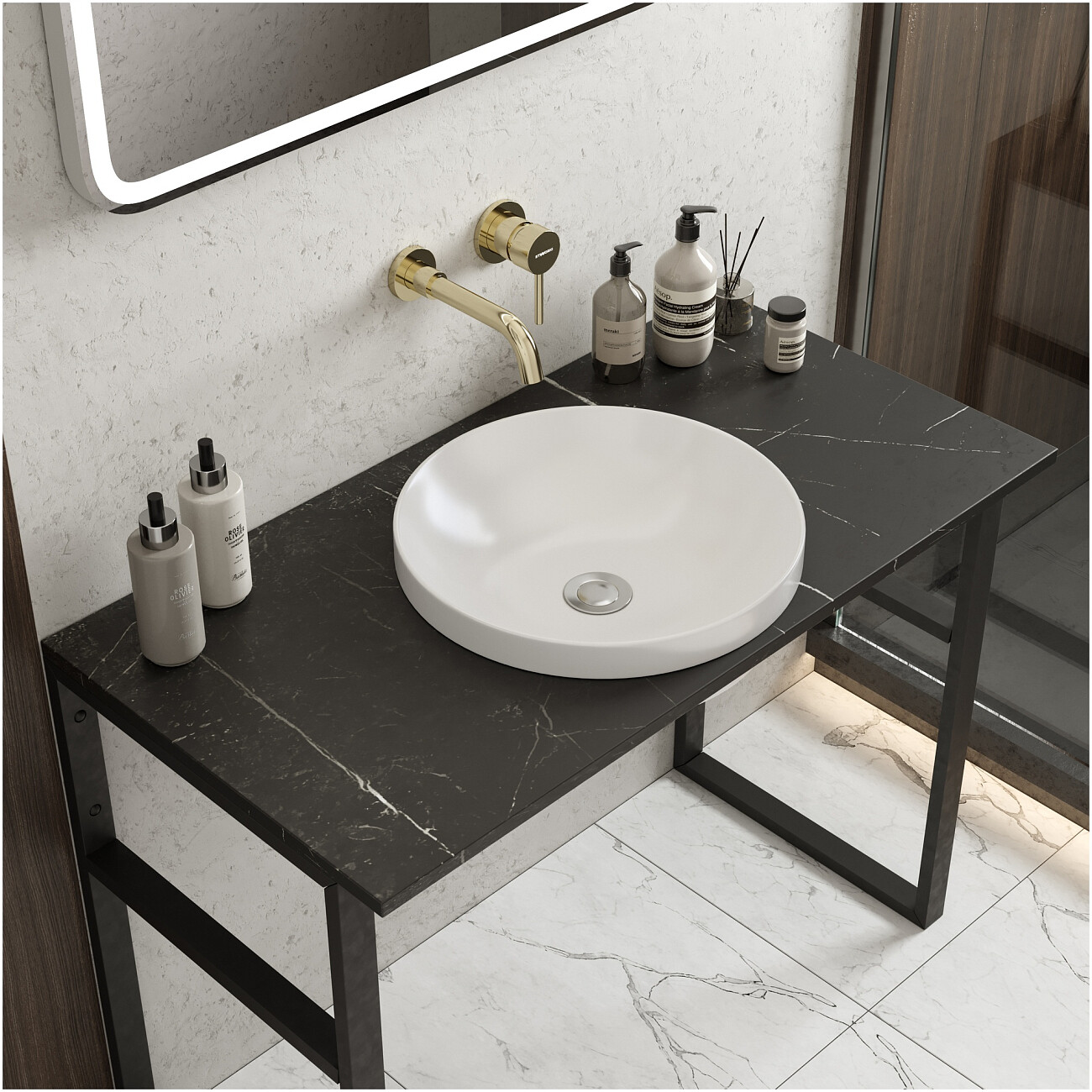 Смеситель для раковины встраиваемый золотой Stworki "Эстерсунд" S31040GG - изображение 6