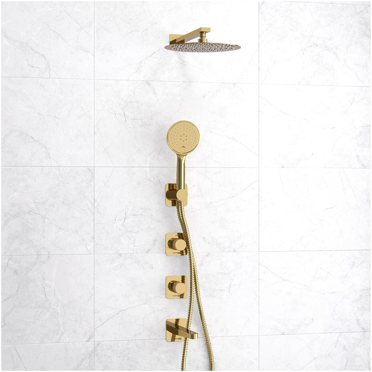 Душевой комплект встраиваемый с изливом золотой Wasserkraft A7651.304.305.183.208.280.197.207 - изображение 4