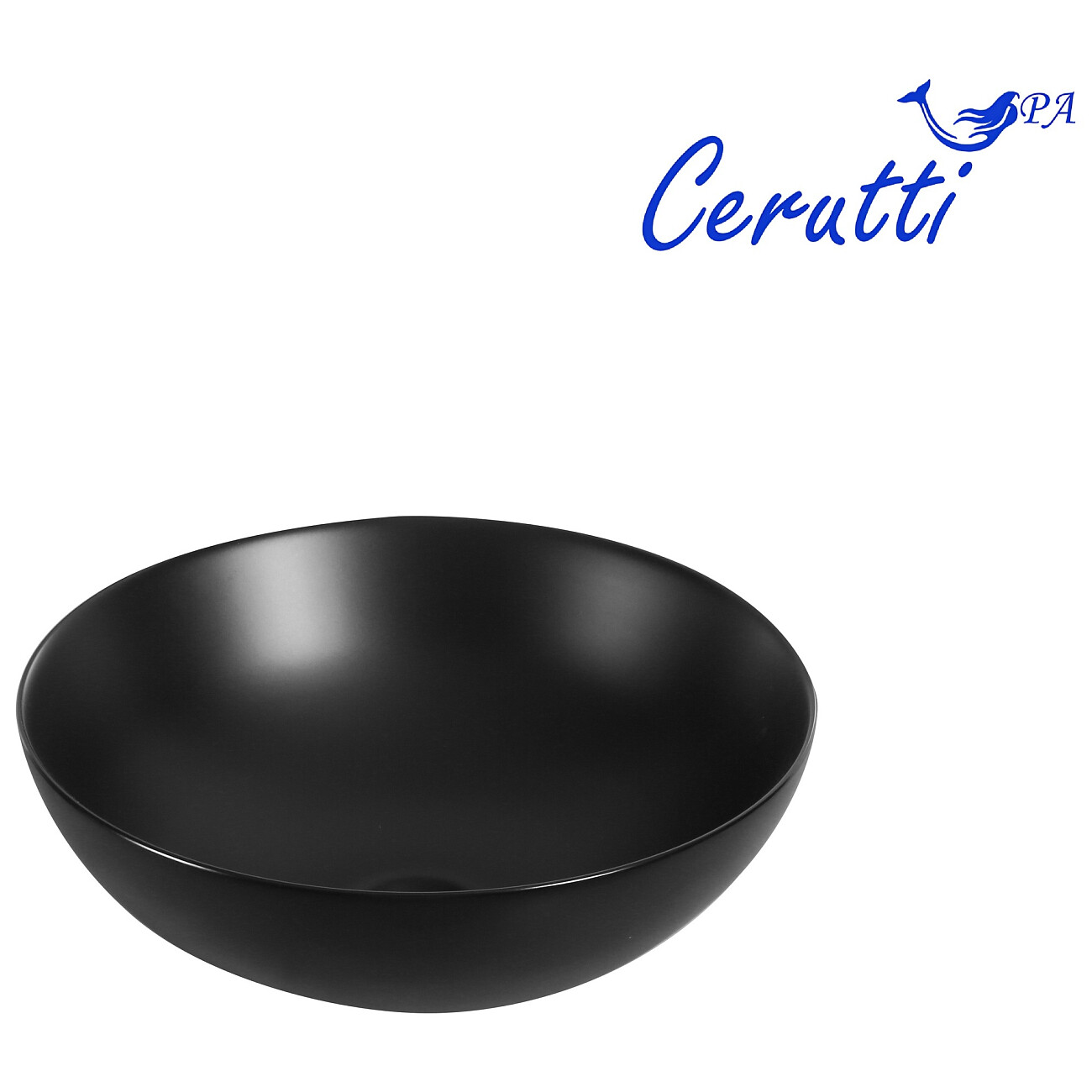 Раковина накладная фарфоровая круглая 40 см черная матовая Cerutti SPA CR3301MB - изображение 2