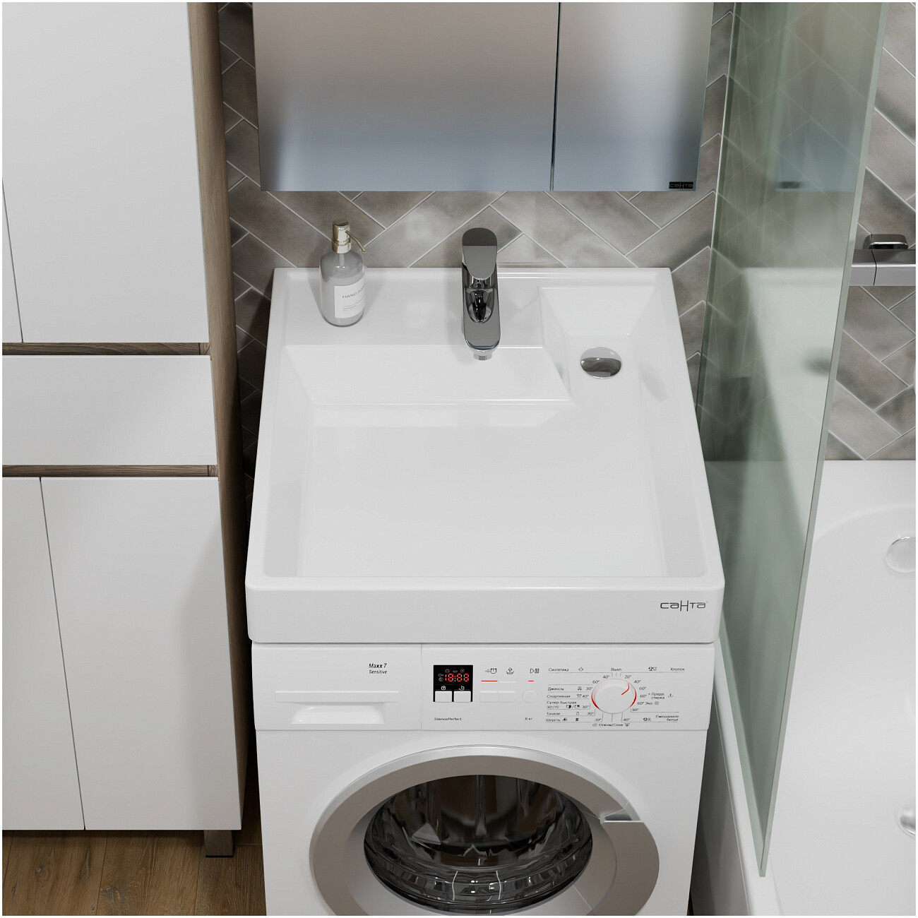 Раковина над стиральной машиной 60х60 см белая "Юпитер" 900116 - изображение 2