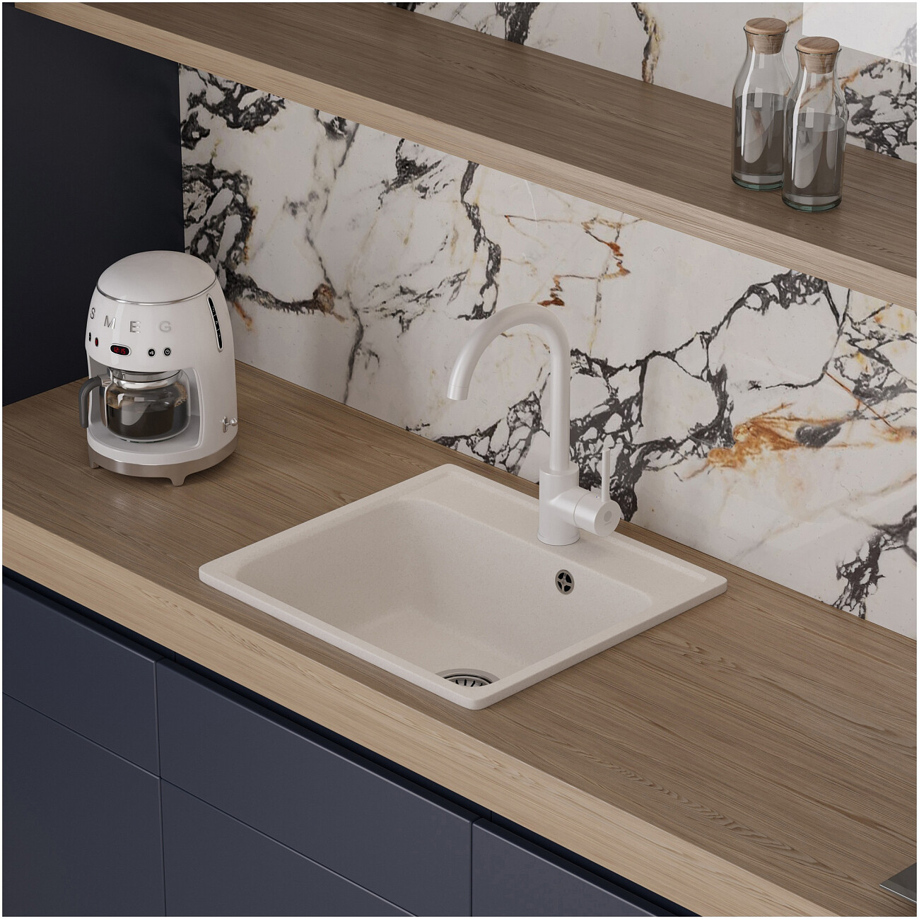 Мойка кухонная кварцевая туман Domaci "Савона" QB 530 - изображение 4