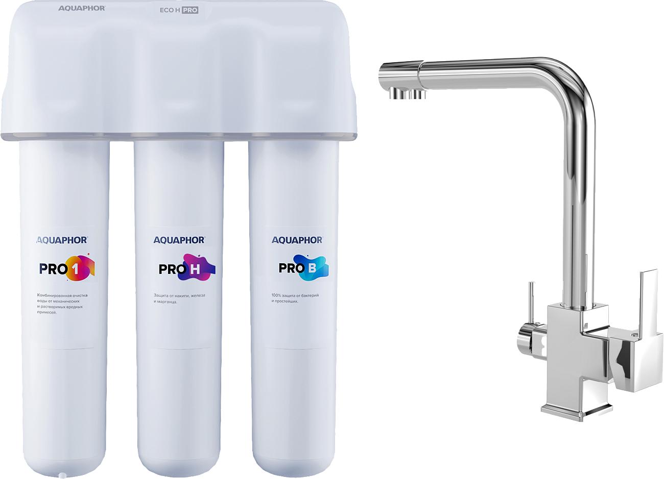 Смеситель для кухни хром Mega Life MG-TK06 с фильтром для воды "Кристалл" ECO H Pro - изображение 2