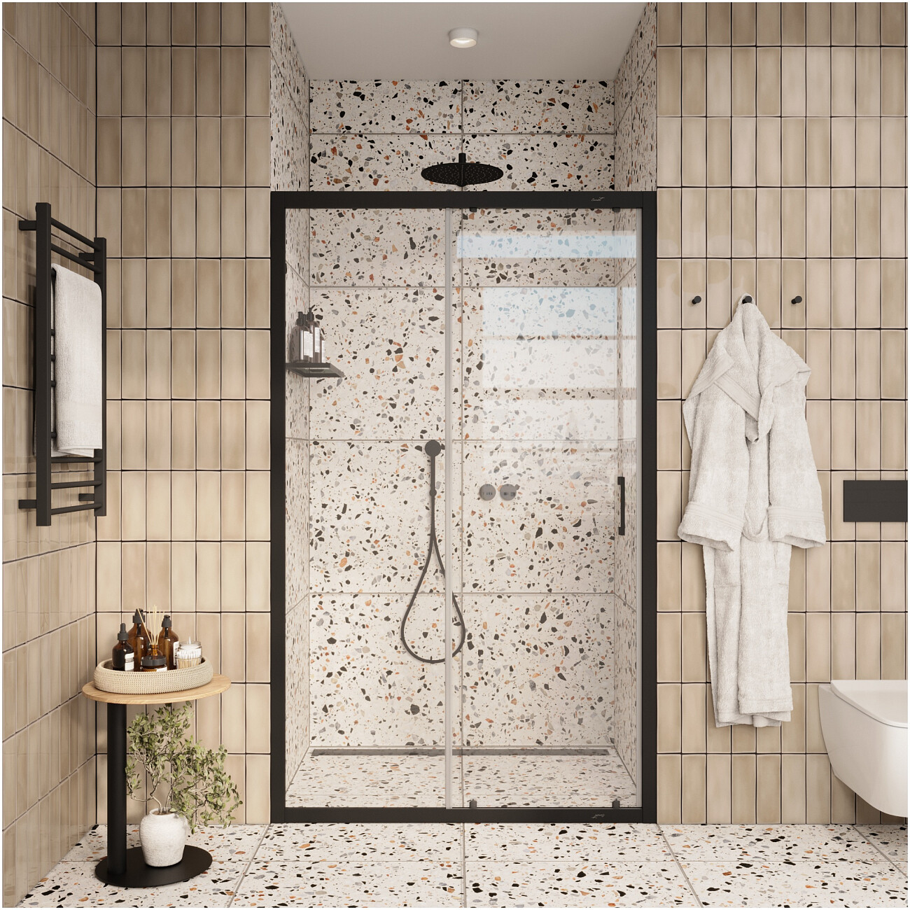 Дверь душевая в нишу 120х195 см прозрачная, черная Cerutti SPA GLORIA D120B - изображение 6