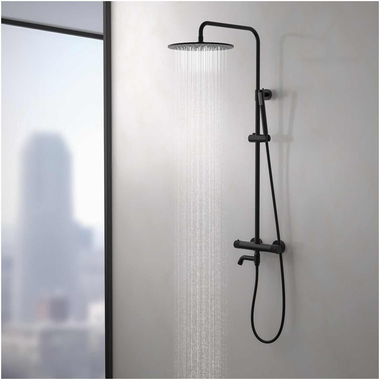 Душевой комплект с верхним душем, изливом и термостатом черный Timo Saona SX-2380-03 - изображение 4