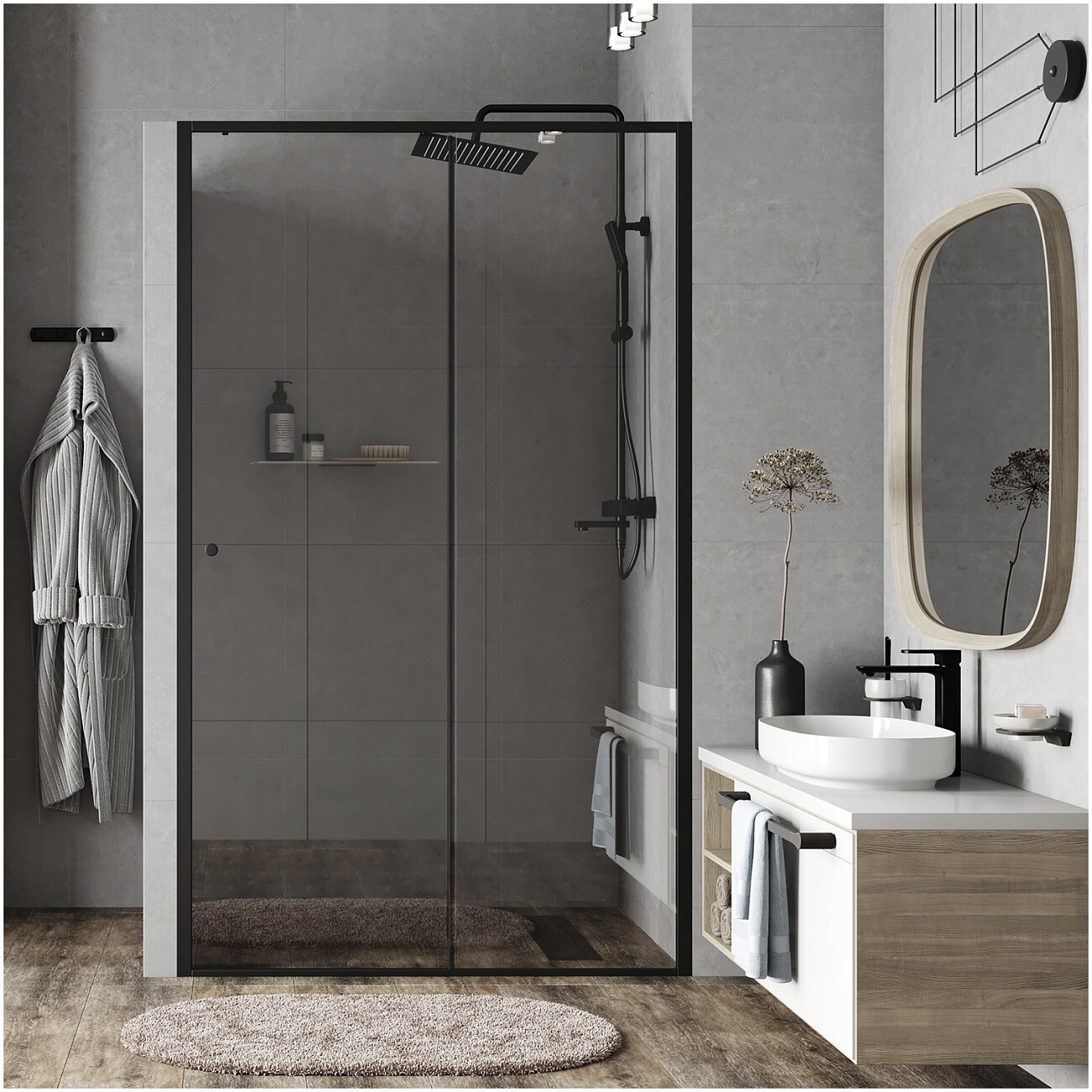 Душевая дверь раздвижная 120х200 см прозрачная, черная Wasserkraft Dill 61S05 - изображение 4
