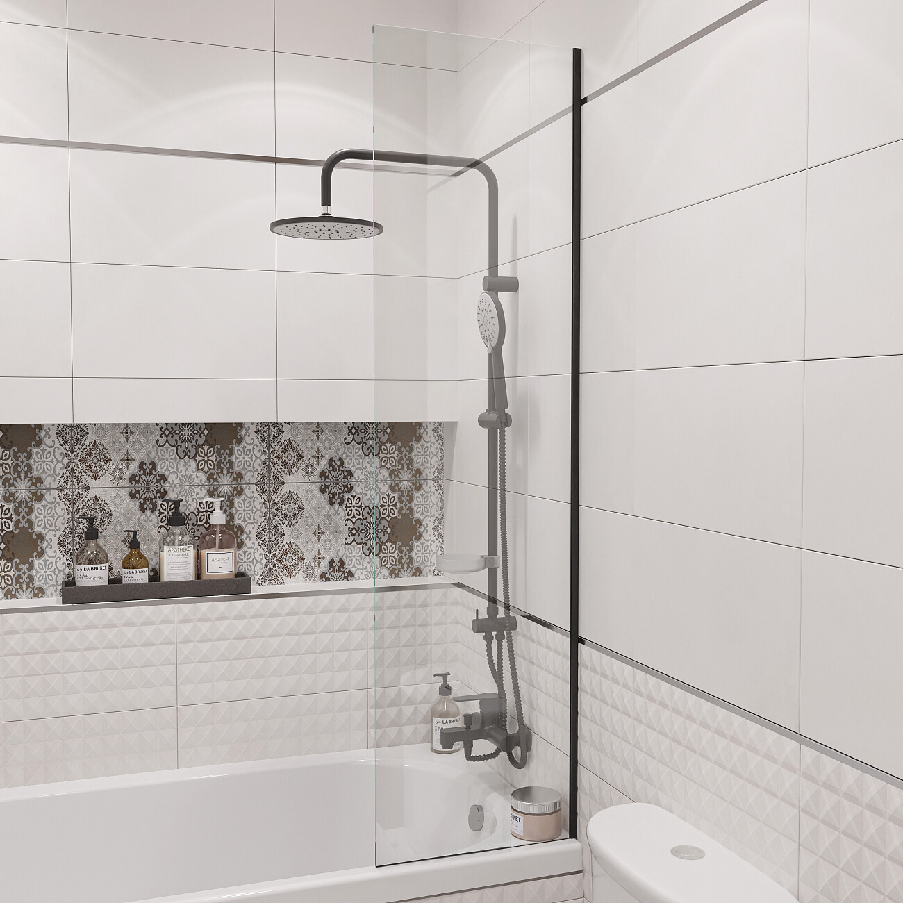 Душевая стойка с верхним душем и ручной лейкой черная Stworki "Ноттвиль" NO-08b - изображение 8