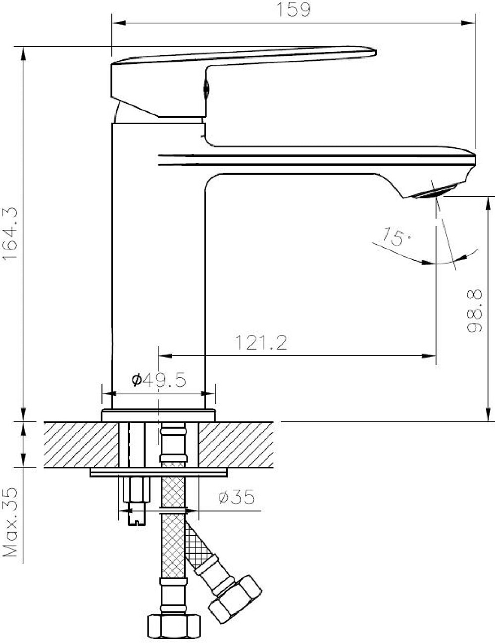 Смеситель для раковины однорычажный хром Stworki "Колдинг" KO-01cr - изображение 3
