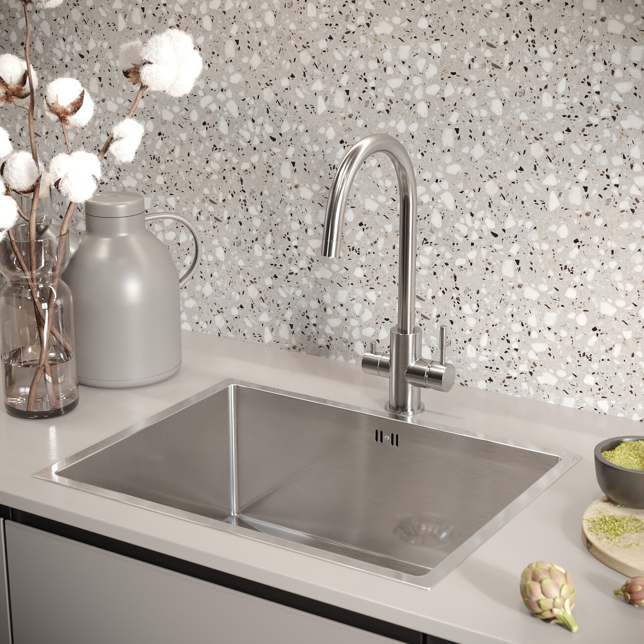 Смеситель для кухни сталь Domaci "Равенна" OL-03Ss - изображение 7