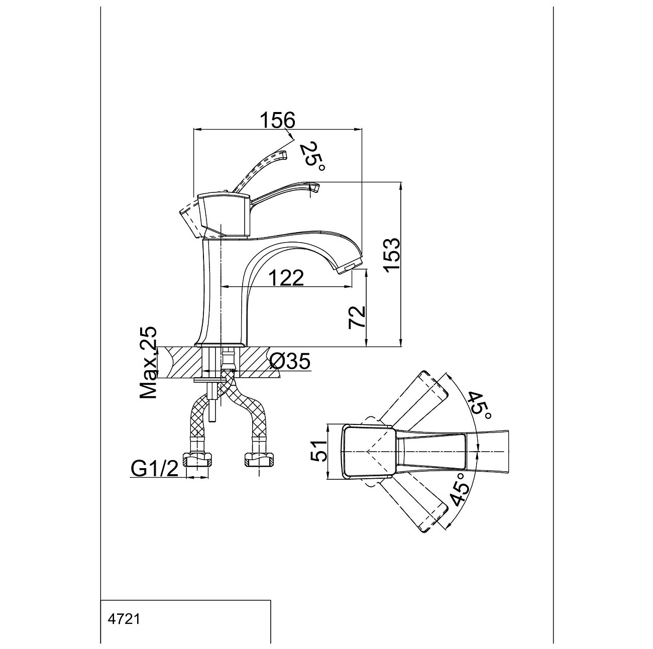 Смеситель для раковины однорычажный хром D&K Rhein Bach DA1472101 - изображение 2
