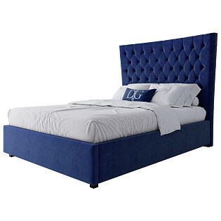 Кровать подростковая с каретной стяжкой 140х200 синяя QuickSand