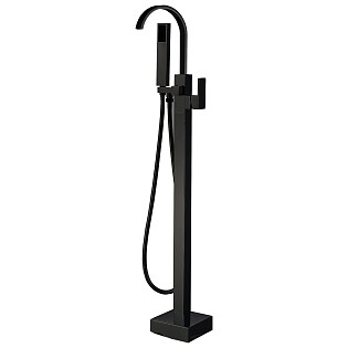 Смеситель для ванны напольный однорычажный с душевым гарнитуром черный Boch Mann Resia Вlack BM9191