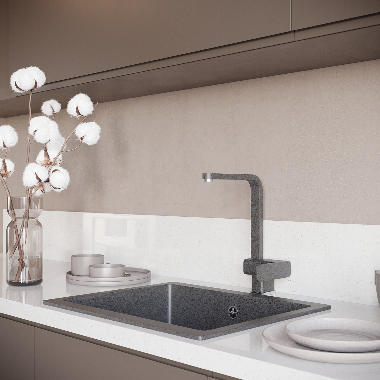 Смеситель для кухни однорычажный антрацит Domaci "Солерно" DC-3014 - изображение 2