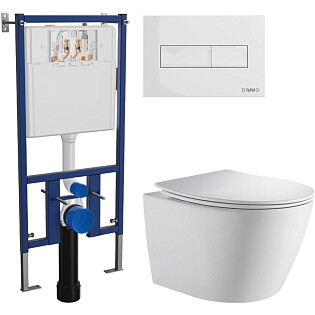 Унитаз подвесной Orange C07 C07-150W с инсталляцией Diwo 4501, с кнопкой белой 7320