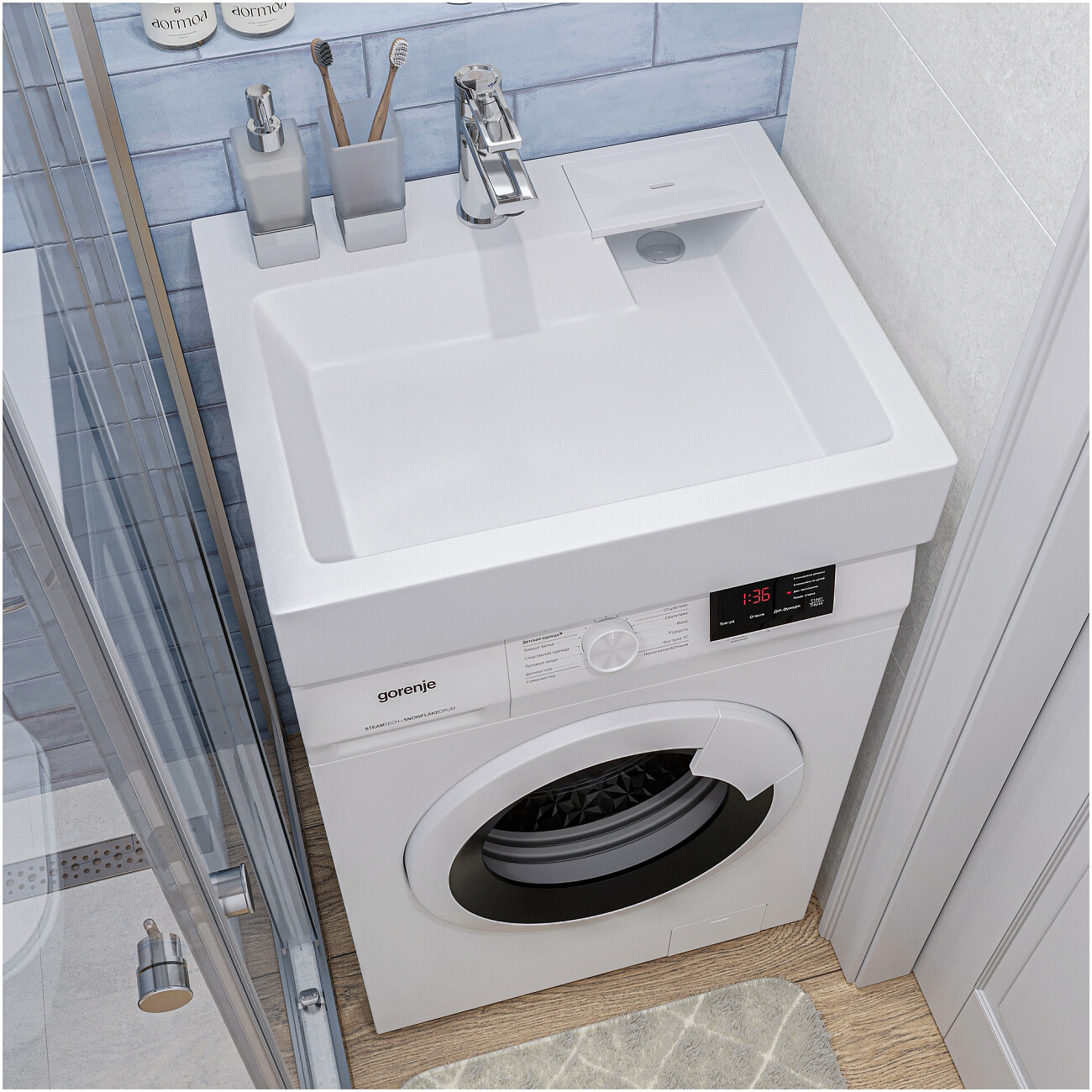 Раковина на стиральную машину 60х50 см белая Diwo "Углич" RnDUZ-60 - изображение 6