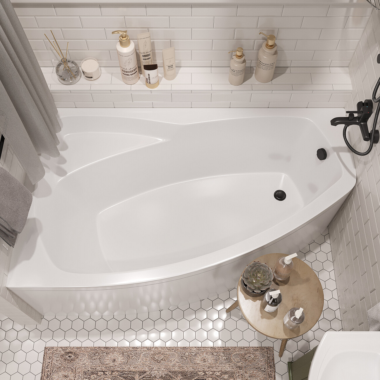 Ванна акриловая угловая с каркасом 170х105 см белая Stworki "Монтре" L Mn1700L - изображение 3