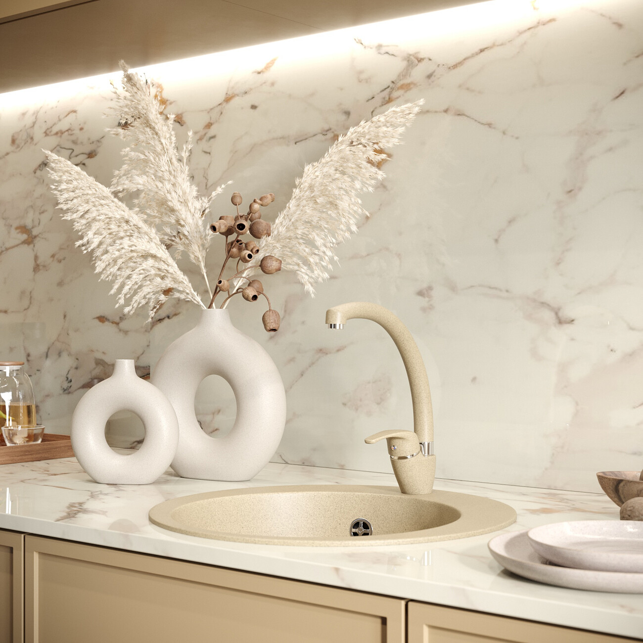 Мойка кухонная 37х37 см сардоникс Domaci "Солерно" DMQ-1475.C - изображение 4