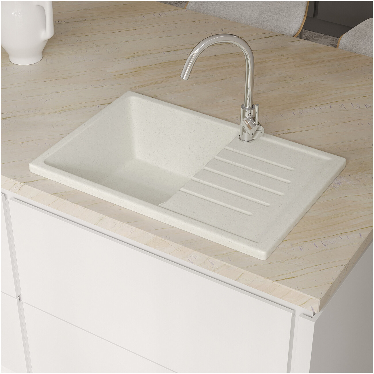 Мойка кухонная белая Domaci "Болонья" М-16-001 - изображение 7