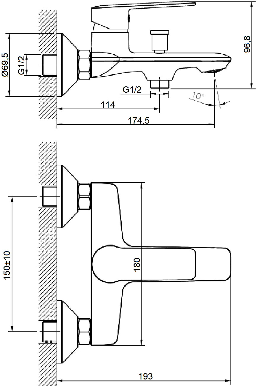 Смеситель для ванны однорычажный с душевой лейкой хром Stworki "Колдинг" KO-02cr - изображение 2