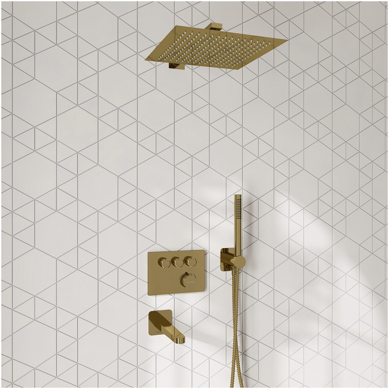 Душевой комплект встраиваемый золотой Wasserkraft Sauer A7158.183.261.280.197.281.187 Thermo - изображение 2