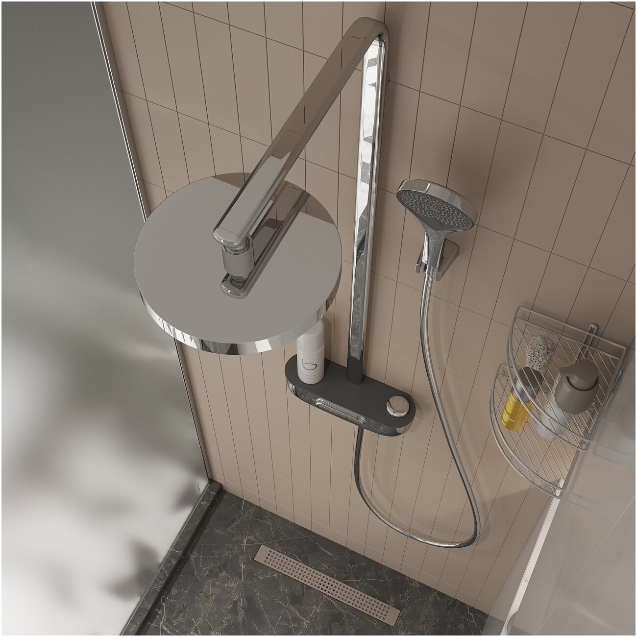 Душевая стойка с верхним душем хром Stworki "Гётеборг" S03170CR - изображение 9