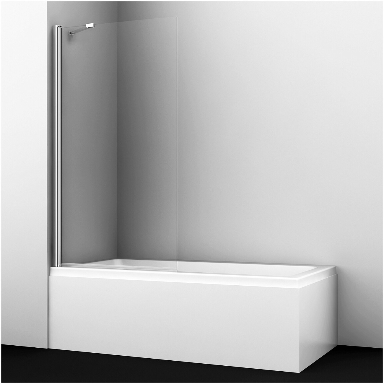 Штора на ванну стеклянная 140х80 см прозрачная, хром Wasserkraft Berkel 48P01-80 Fixed - изображение 3