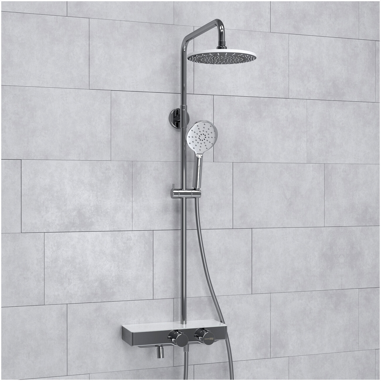 Душевой комплект с верхним душем и лейкой хром Wasserkraft A113.067.127.CH Thermo - изображение 2
