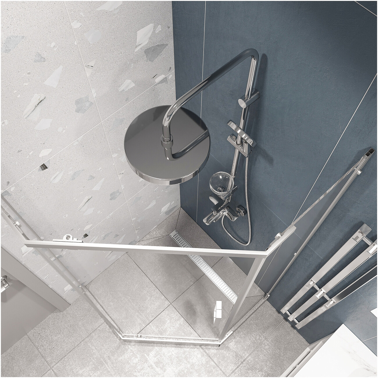 Душевая стойка с верхним душем хром Stworki "Молде" S23180CR - изображение 8