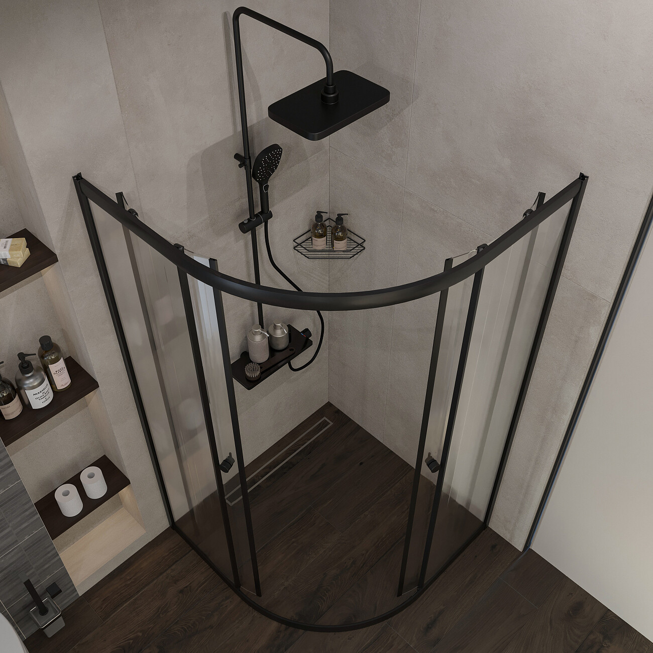 Душевой уголок четверть круга 100х100 см черный Diwo "Псков" Щ0000055586 - изображение 8