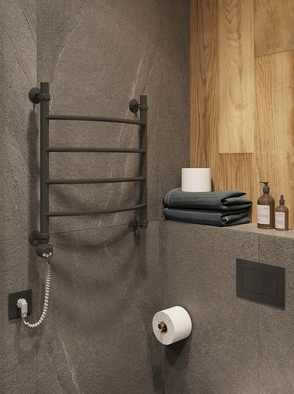 Полотенцесушитель электрический 60х50 см черный матовый Ewrika "Сафо" D L 4627201609267 - изображение 4