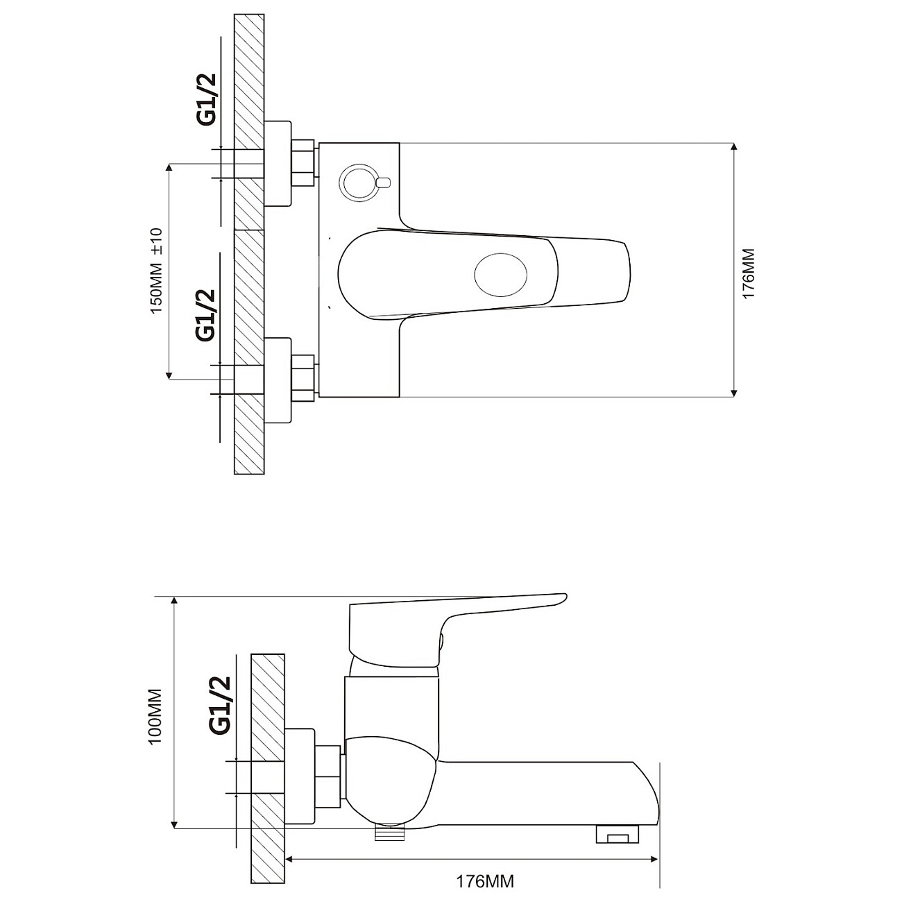 Смеситель для ванны однорычажный с душевым гарнитуром белый, хром Ammore A3008-C - изображение 2
