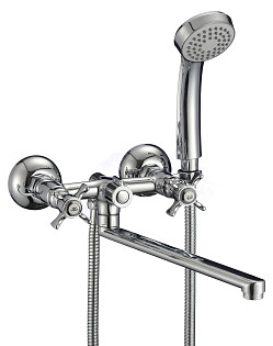 Смеситель для ванны с душевой лейкой и длинным изливом хром D-Lin D143807-F