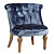 Кресло мягкое с деревянными ножками синее Sophie Tufted