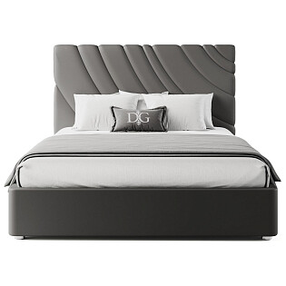 Кровать двуспальная 160х200 коричнево-серая Celine